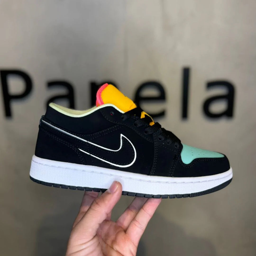 AIR JORDAN 1 LOW BLACK/AURORA GREEN/LASER ORANGE