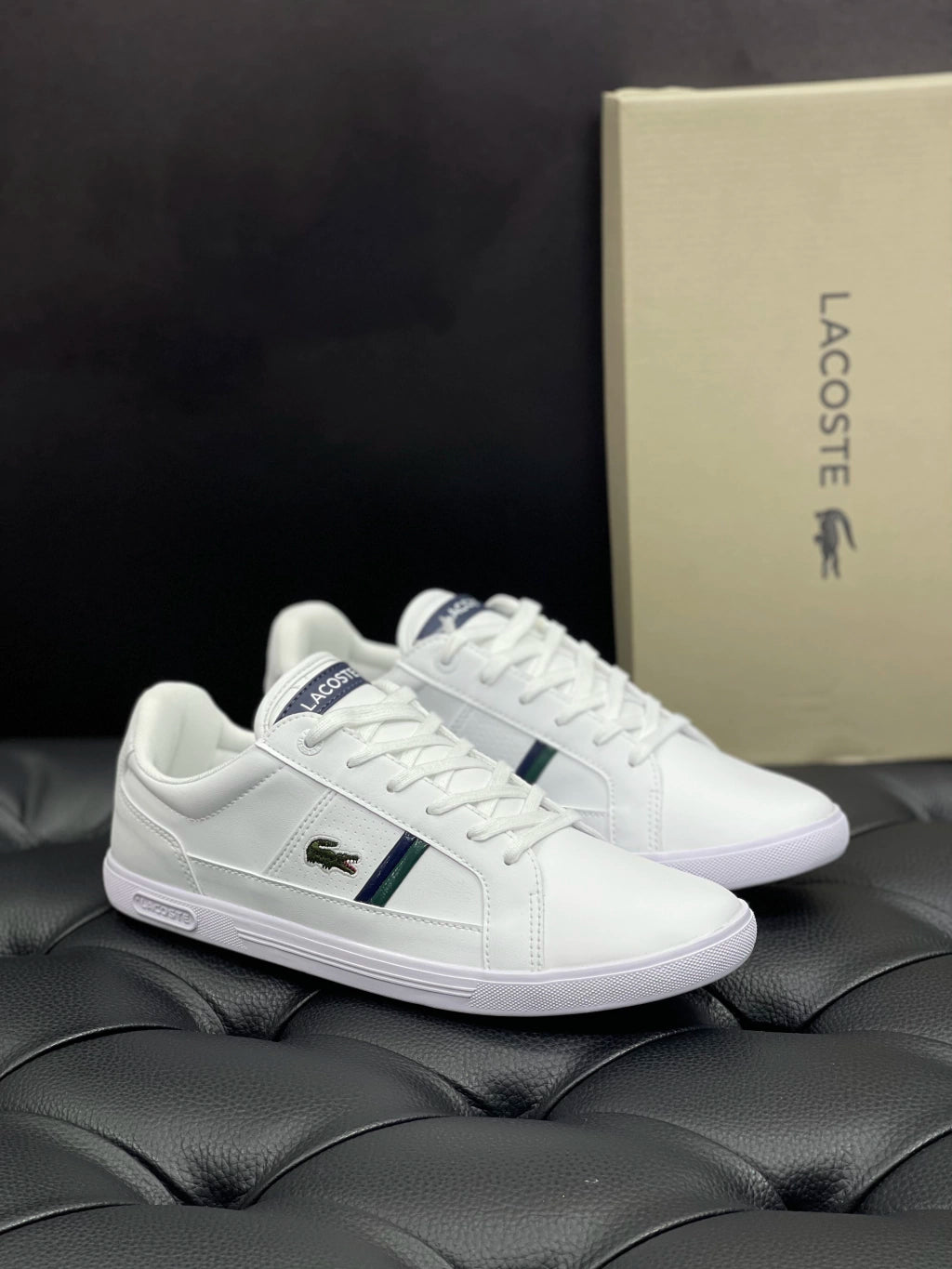 Sapatênis Lacoste Europa - WHT/DK GRN